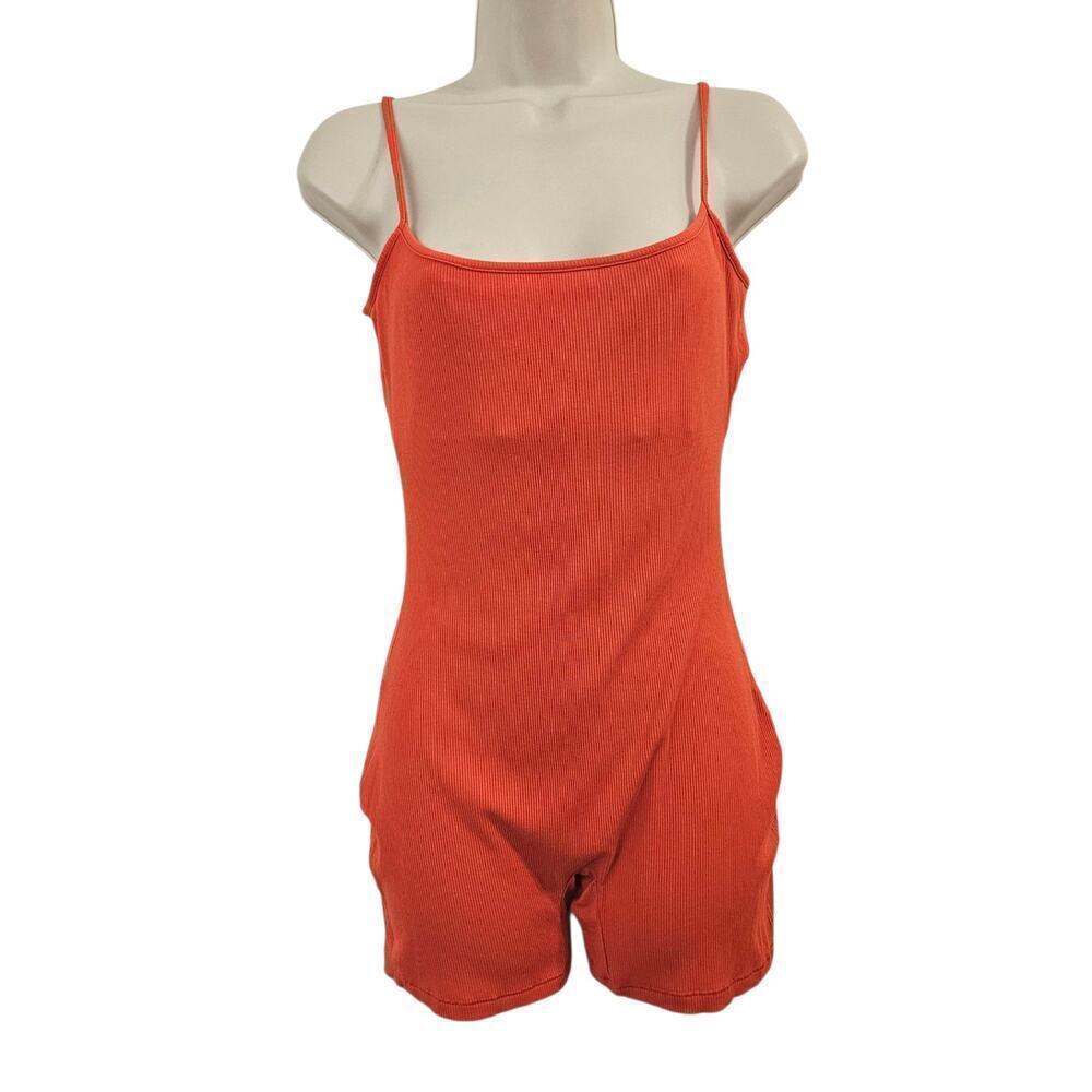SKIMS Soft Lounge Scoop Rib Romper in Orange Size L